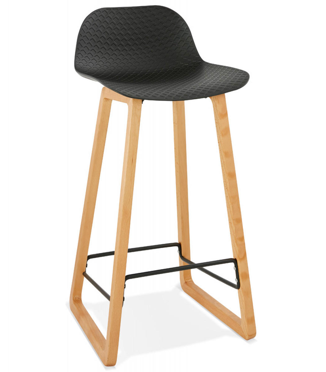 HOCHSTUHL aus Holz und Kunststoff im skandinavischen Stil MAKI MINI, Schwarz 47x47x86,5 cm - Buchefarben/Schwarz, Holz/Kunststoff (47/87/47cm) - KADIMA DESIGN