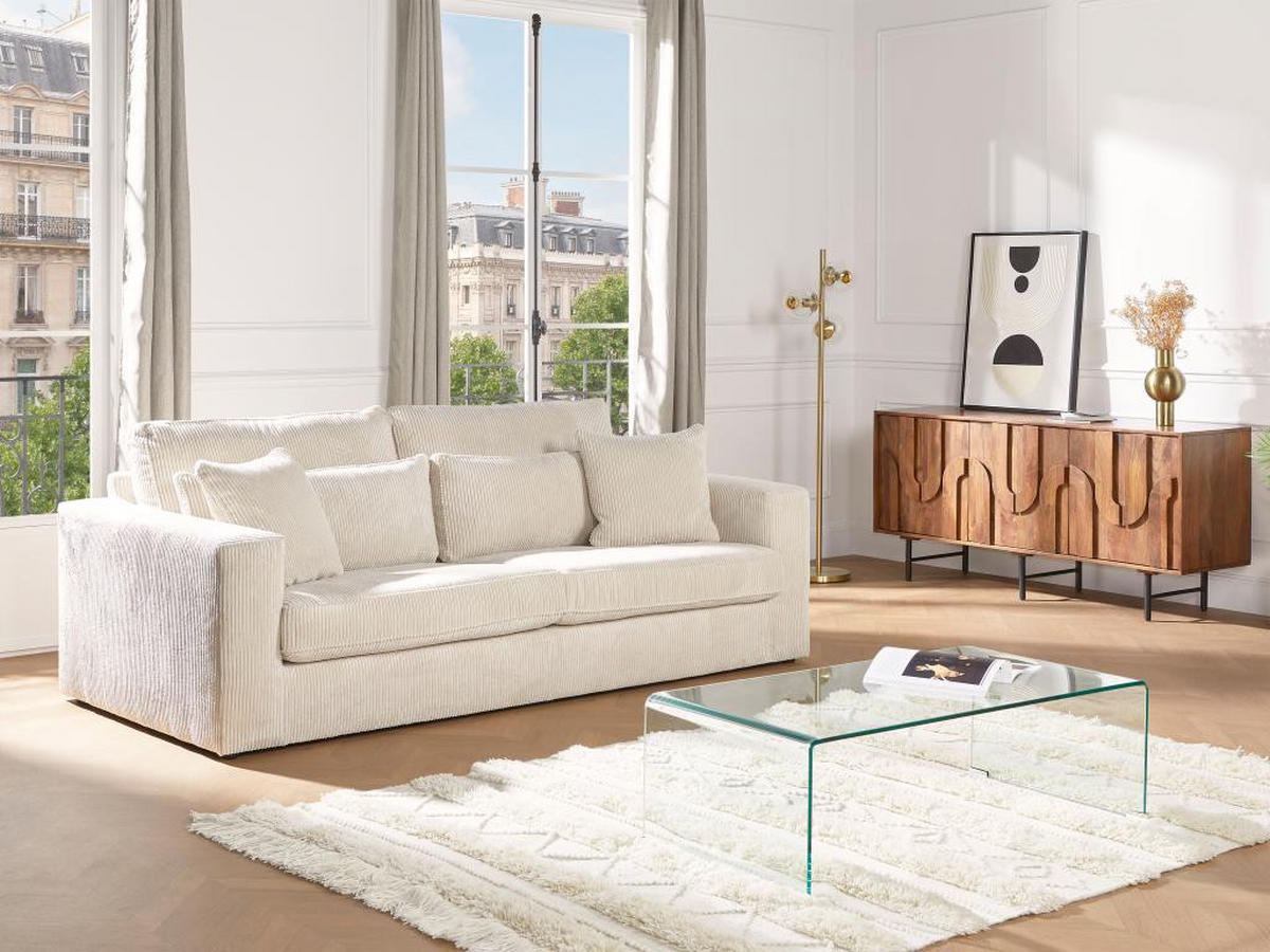COUCHTISCH - Sicherheitsglas - ALONZO - Transparent/Hellgrau, Glas (110/55/35cm) - Vente-Unique
