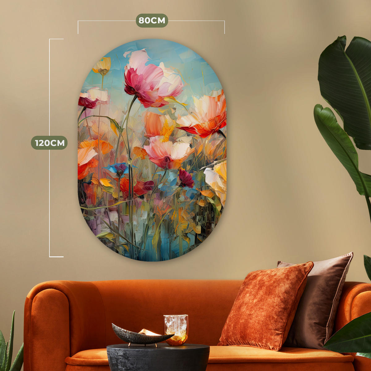 WANDBILD Blumen - Aquarell - Kunst - Botanisch - Natur 80x120 cm - Orange, Kunststoff (80/120cm) - MuchoWow