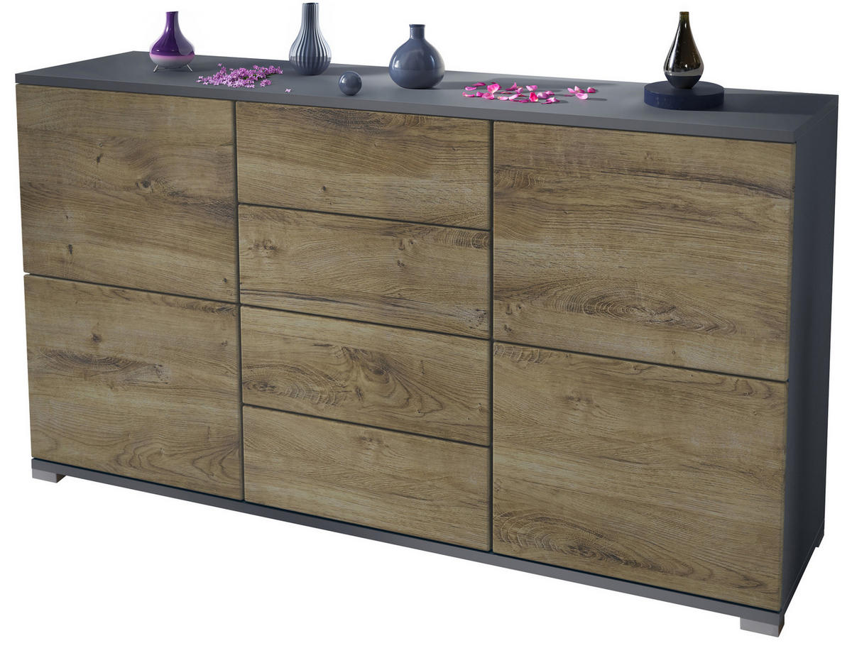 SIDEBOARD Rova Eiche Ribbeck - Alteiche, Holzwerkstoff (138.5/75.5/35cm) - Vladon