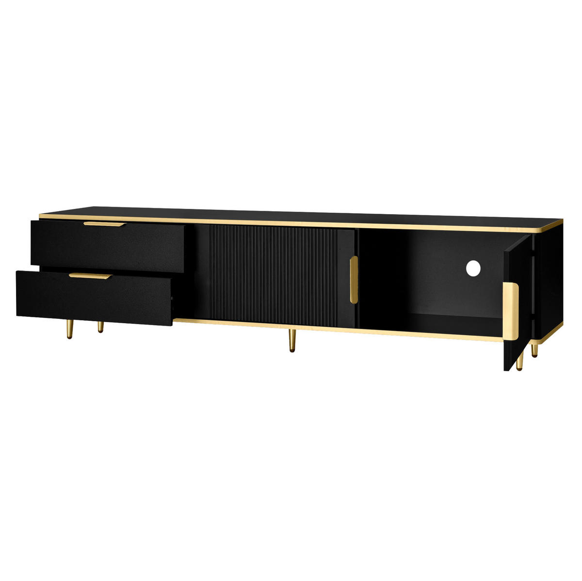 TV-ELEMENT mit 2 Schubladen 170 cm Schwarz-Gold - Schwarz, Holzwerkstoff (37/45/170cm) - Beauniv
