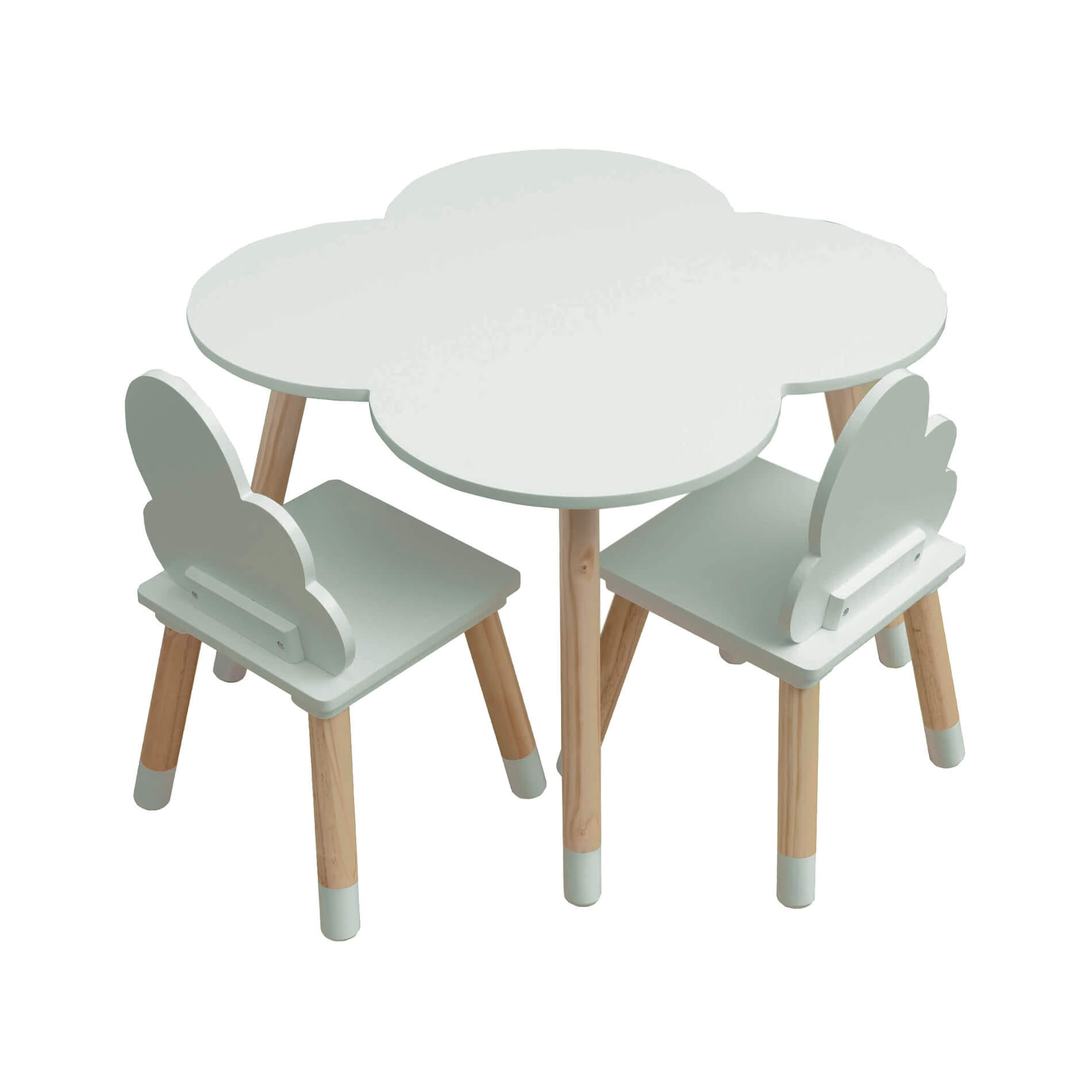 KINDERTISCH, 2 STÜHLE Hellgrün 60/60/44 cm - Hellgrün, Holzwerkstoff (60/44/60cm) - Mobili Rebecca