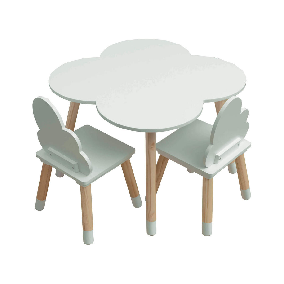 KINDERTISCH, 2 STÜHLE Hellgrün 60/60/44 cm - Hellgrün, Holzwerkstoff (60/44/60cm) - Mobili Rebecca