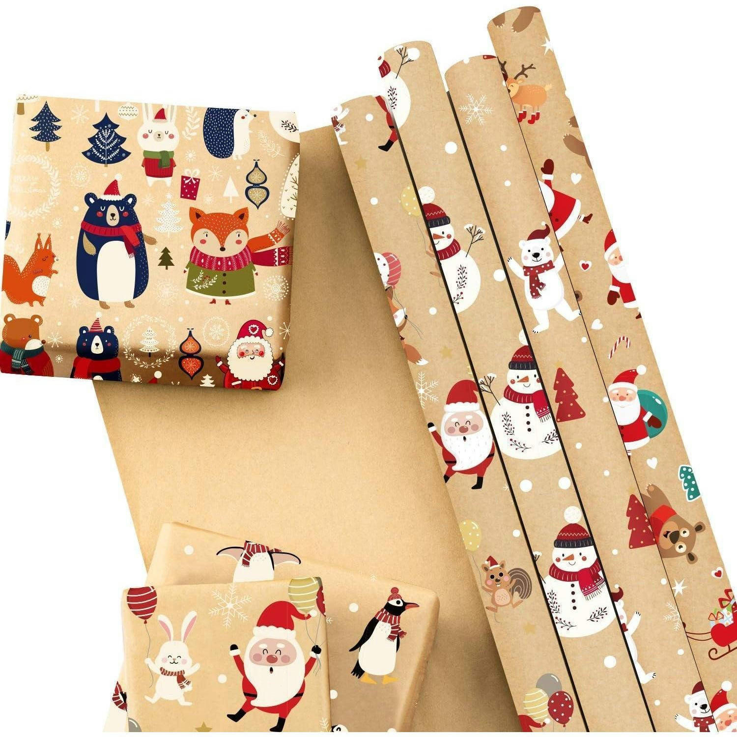 GESCHENKPAPIER 6-teiliges Set Weihnachtsmotive 44,5 x 76 cm - Multicolor, Papier (4/3/44cm)