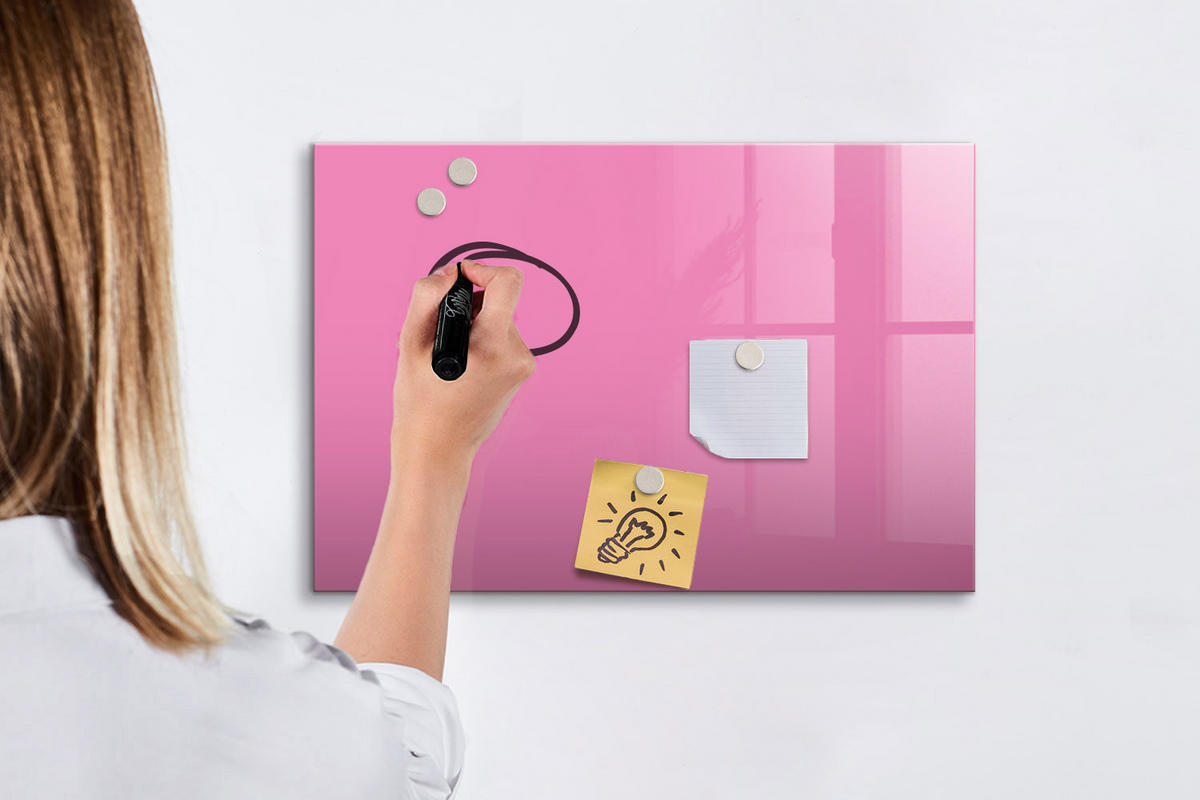 MAGNETTAFEL 60x40 Rosa schwarzer Marker - Pink, Glas (60/0.4/40cm) - TULUP