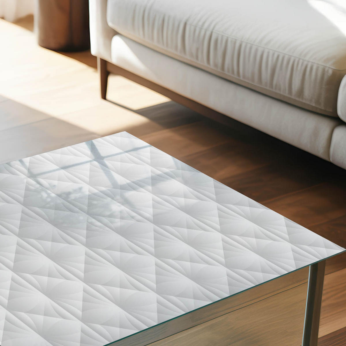 TISCHPLATTE 50x50 cm – Geometrische Muster - Schwarz, Glas (50/50/0.4cm) - Wallfluent