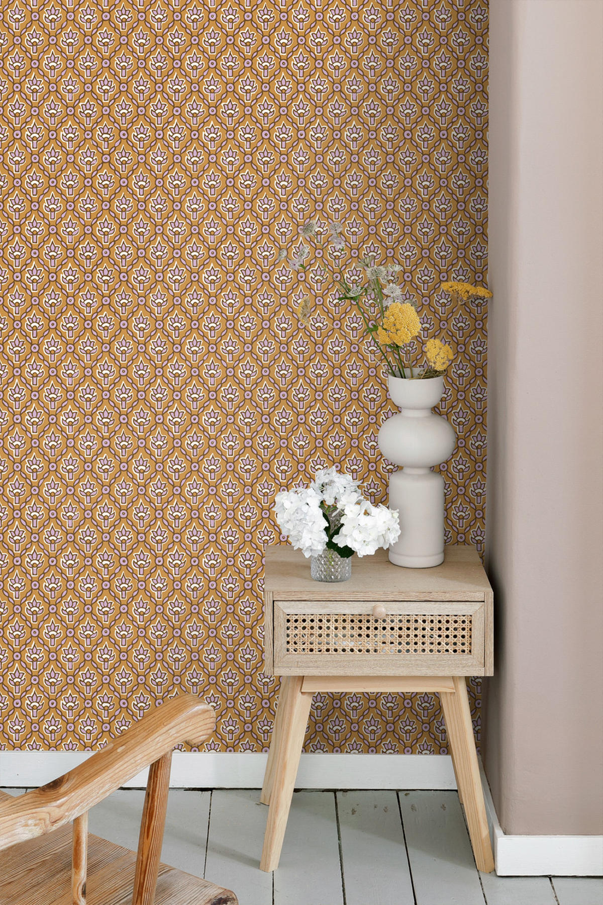 TAPETE Blumenmuster 50 x 900 cm - Braun, Papier (50/900cm) - ESTAhome