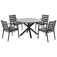 GARTENMÖBEL-SET 4-Sitzer Grau/Schwarz Metall Maletto/taviano - Grau, Keramik - Beliani