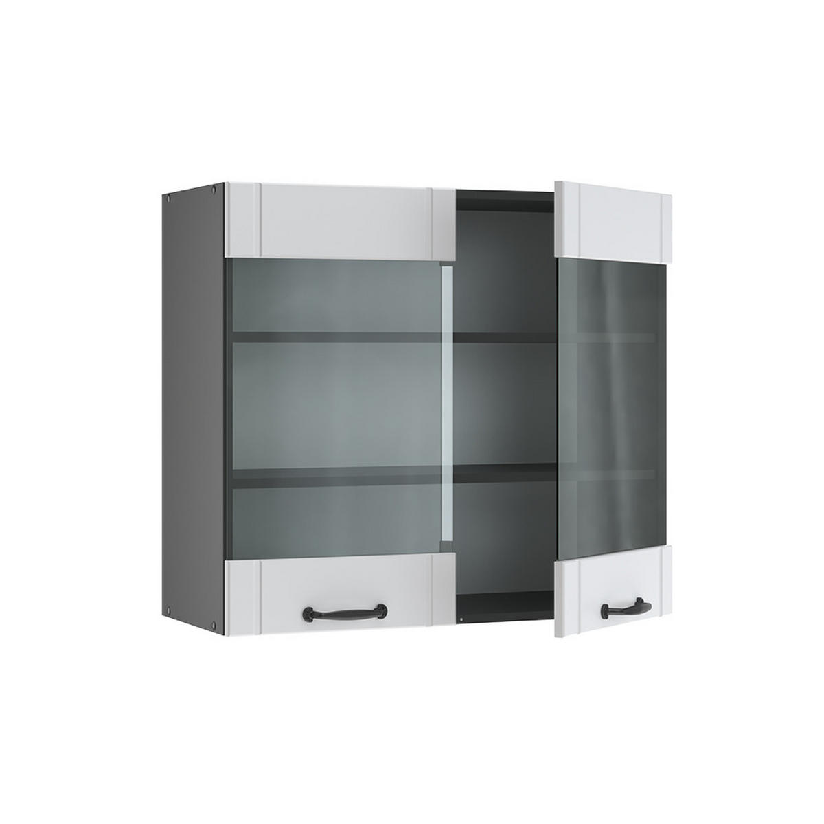 KÜCHENGLASSCHRANK Fame-Line Weiß Landhaus 80 cm - Anthrazit/Weiß, Holzwerkstoff (80/72/34.1cm) - Vicco