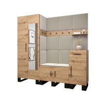 GARDEROBEN-SET 196/200/45,6 - Creme/Schwarz, Holz/Kunststoff (200/196/45.6cm) - Abiks Möbel