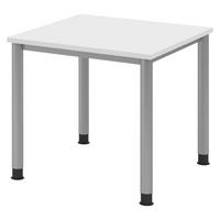 SCHREIBTISCH Serie-H Gestell: Silber 80/80/74 cm in Weiß - Weiß, Holzwerkstoff (80/80/74cm) - bümö