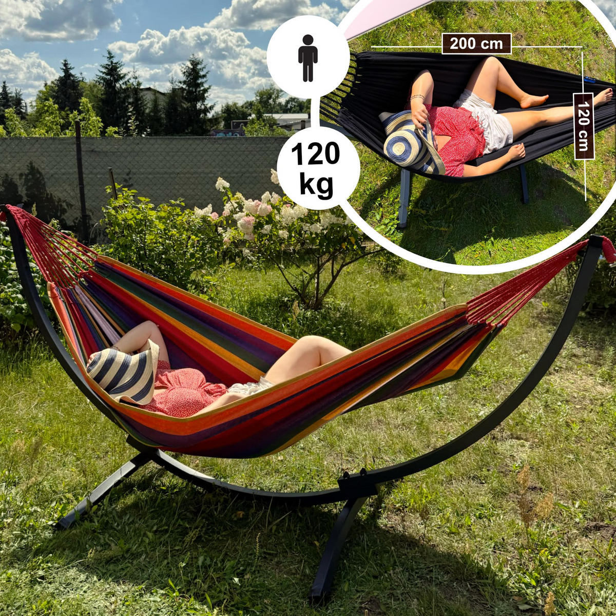 HÄNGEMATTE mit Gestell, Metall, Grün, einfache Montage - Grün, Metall (98/110/250cm) - Potenza