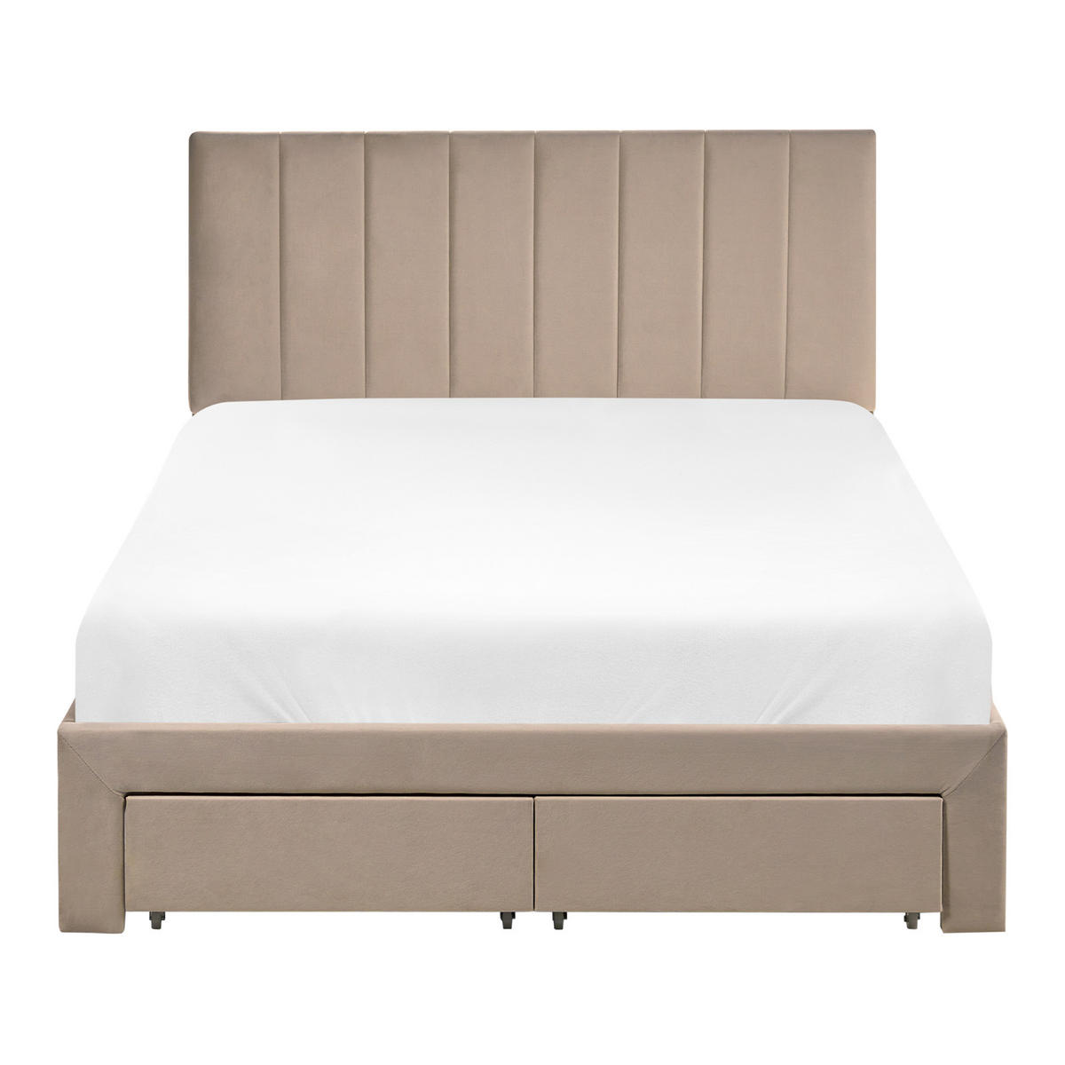 BETT mit Schubladen 120/200 cm Samtstoff Taupe Lonzac - Taupe, Textil (120/200cm) - Beliani