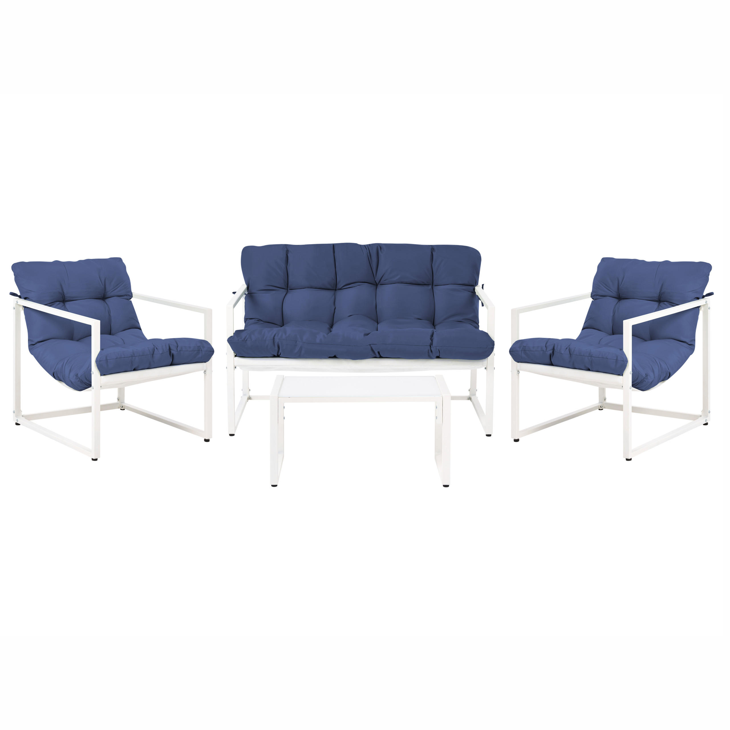 LOUNGE-SET Blau Garda - Blau/Weiß, Metall - Beliani
