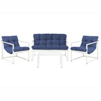 LOUNGE-SET Blau Garda - Blau/Weiß, Metall - Beliani
