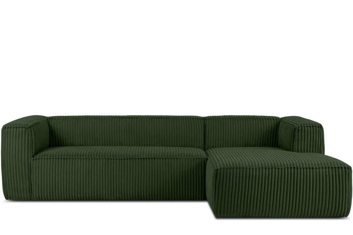 ECKSOFA-RECHTS FEROX Modern, Cord-Stoff, dunkelgrün - Dunkelgrün, Textil (305/175cm) - KONSIMO®