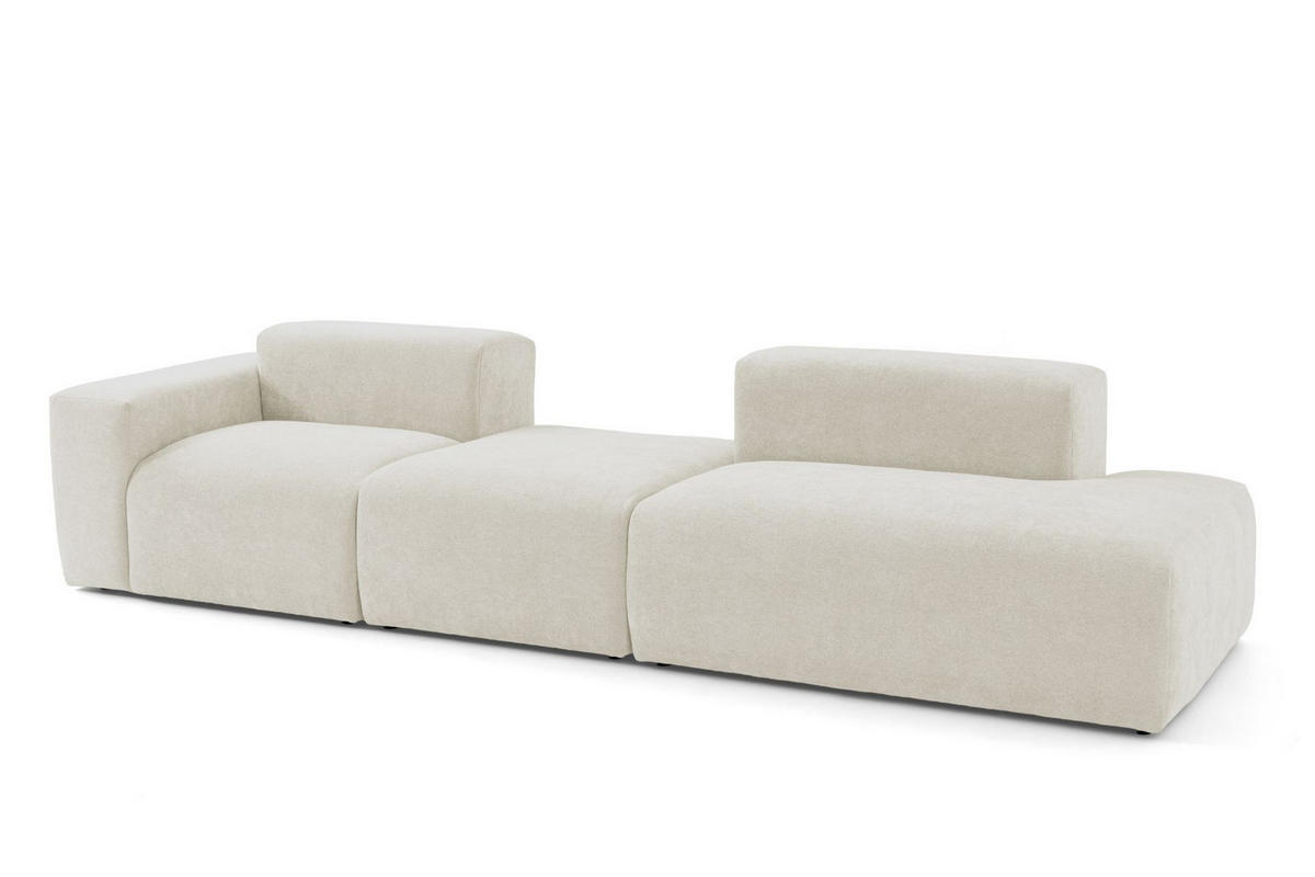 4-SITZER modulares Sofa HEAVEN SET 4 Rechts, Breite 335 cm Webstoff Weiß - Schwarz/Weiß, Holz/Kunststoff (102/71/335cm) - Muffo