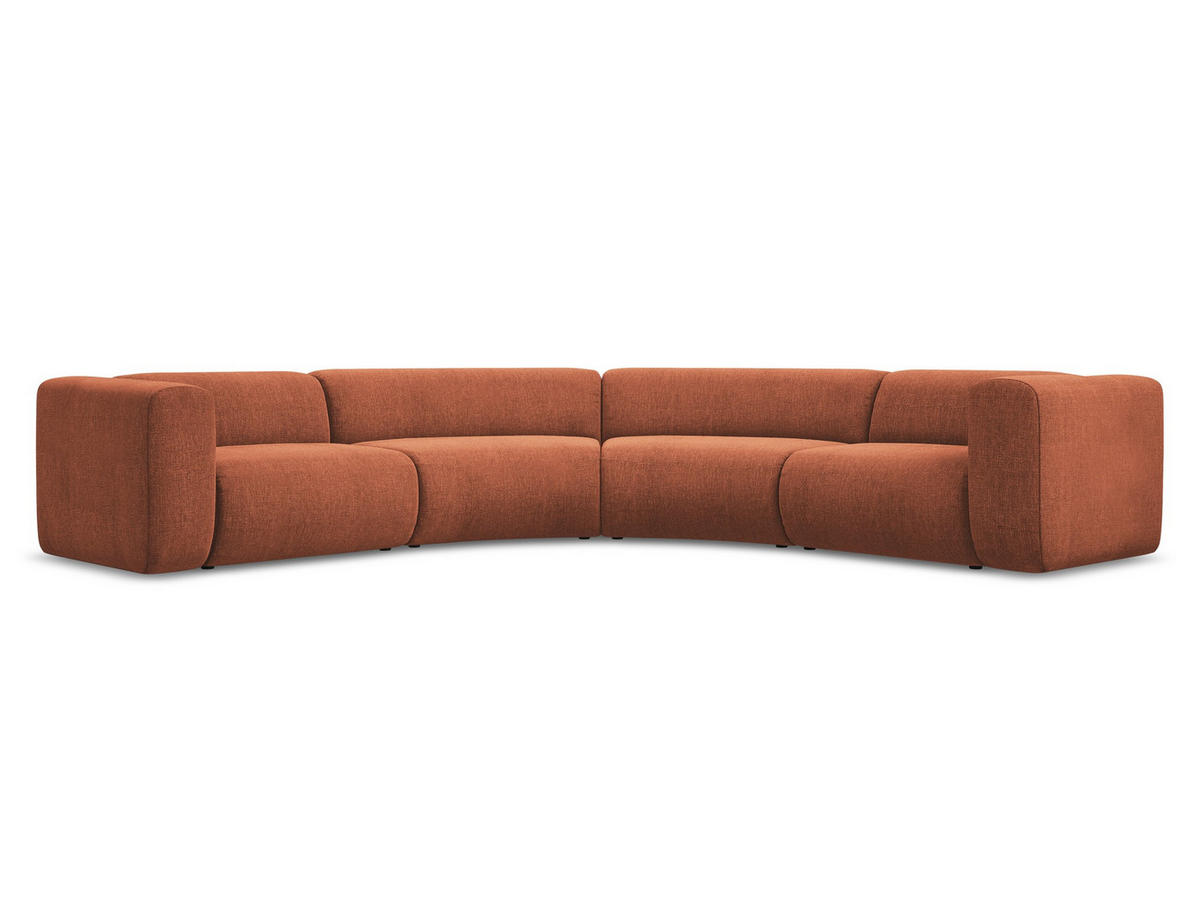ECKSOFA Chenille Stoff Orange - Terracotta/Schwarz, Kunststoff/Textil (318/318cm) - Makamii
