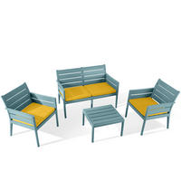 GARTENMÖBEL-SET MITTU 4-tlg, Mint/Gelb - Gelb/Mintgrün, Kunststoff - KONSIMO®