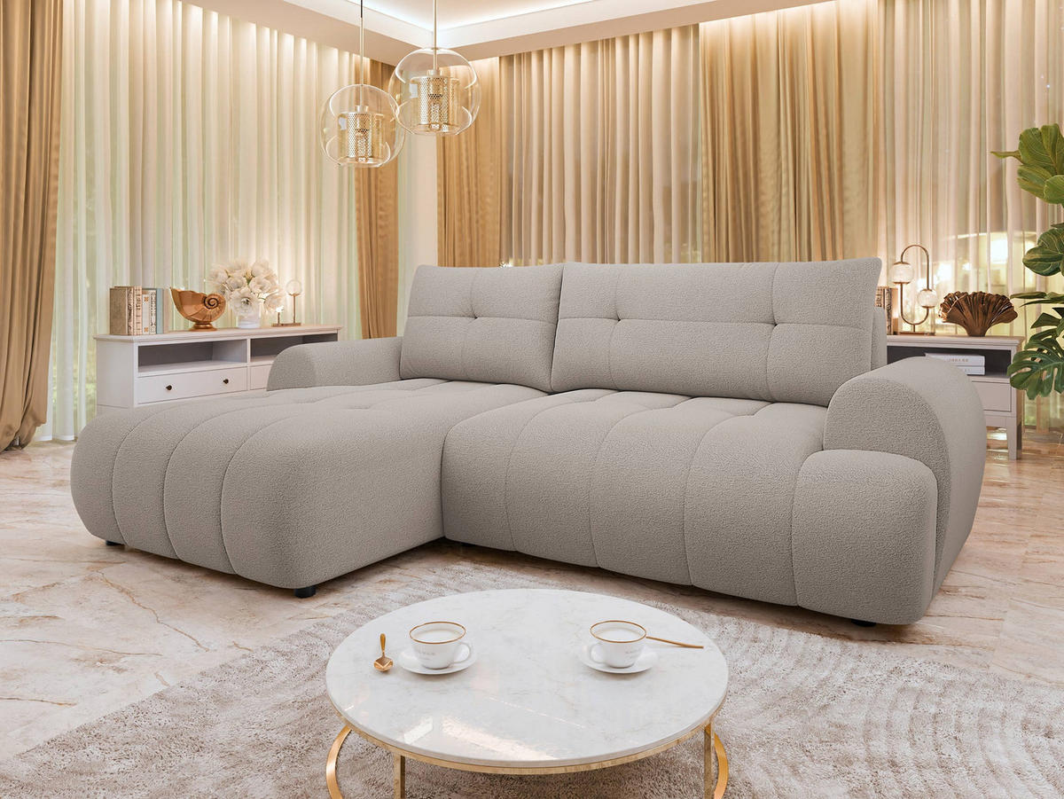 ECKSOFA Fiorano, Seite: Links - Beige/Schwarz, Holz/Kunststoff (265/177cm) - MIRJAN24