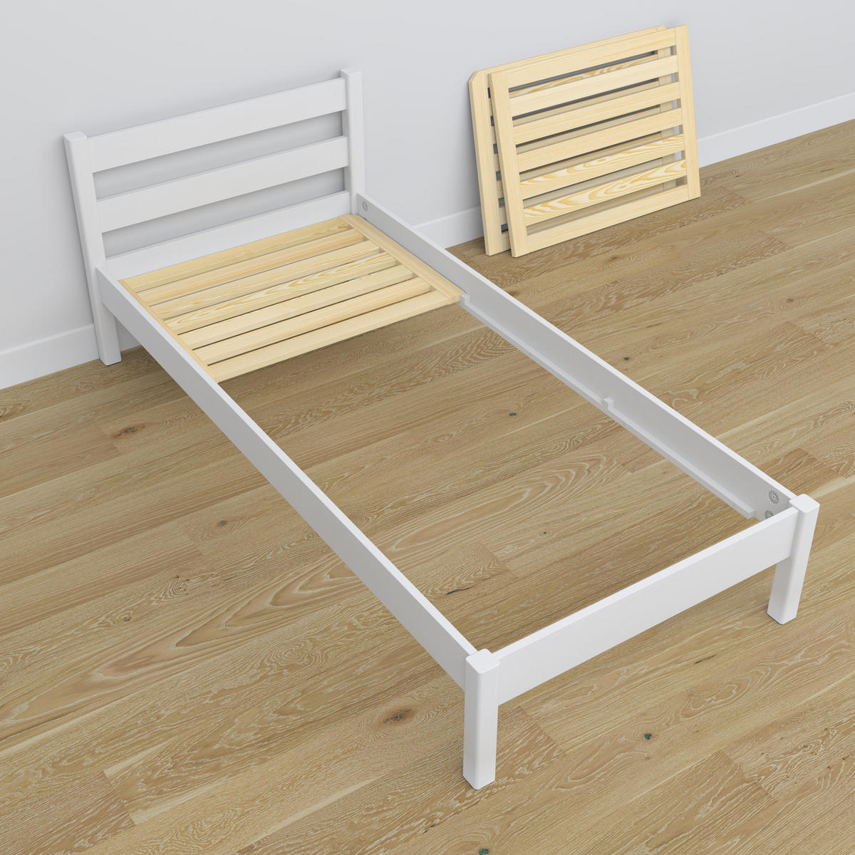 BETT N01 Weiß 80/190 - Weiß, Naturmaterialien/Holz (80/190cm) - N-Wood
