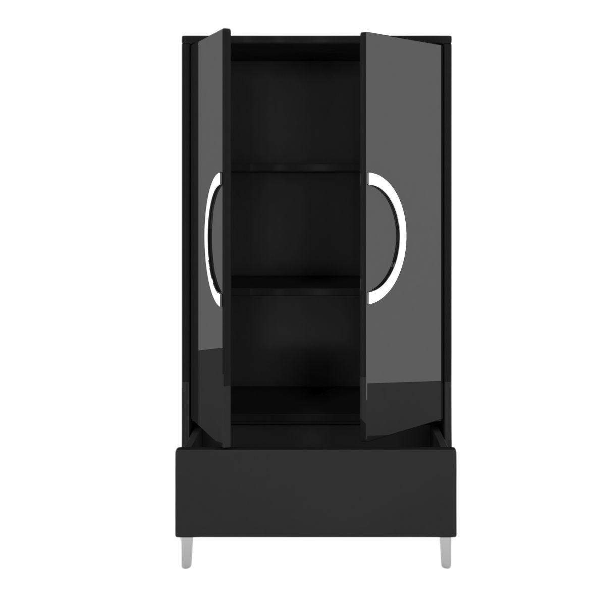 Thumbnail - Kayani Highboard, Schwarz Hochglanz, Holzwerkstoff, 60x120x38 cm, Wohnzimmer, Kommoden & Sideboards, Highboards