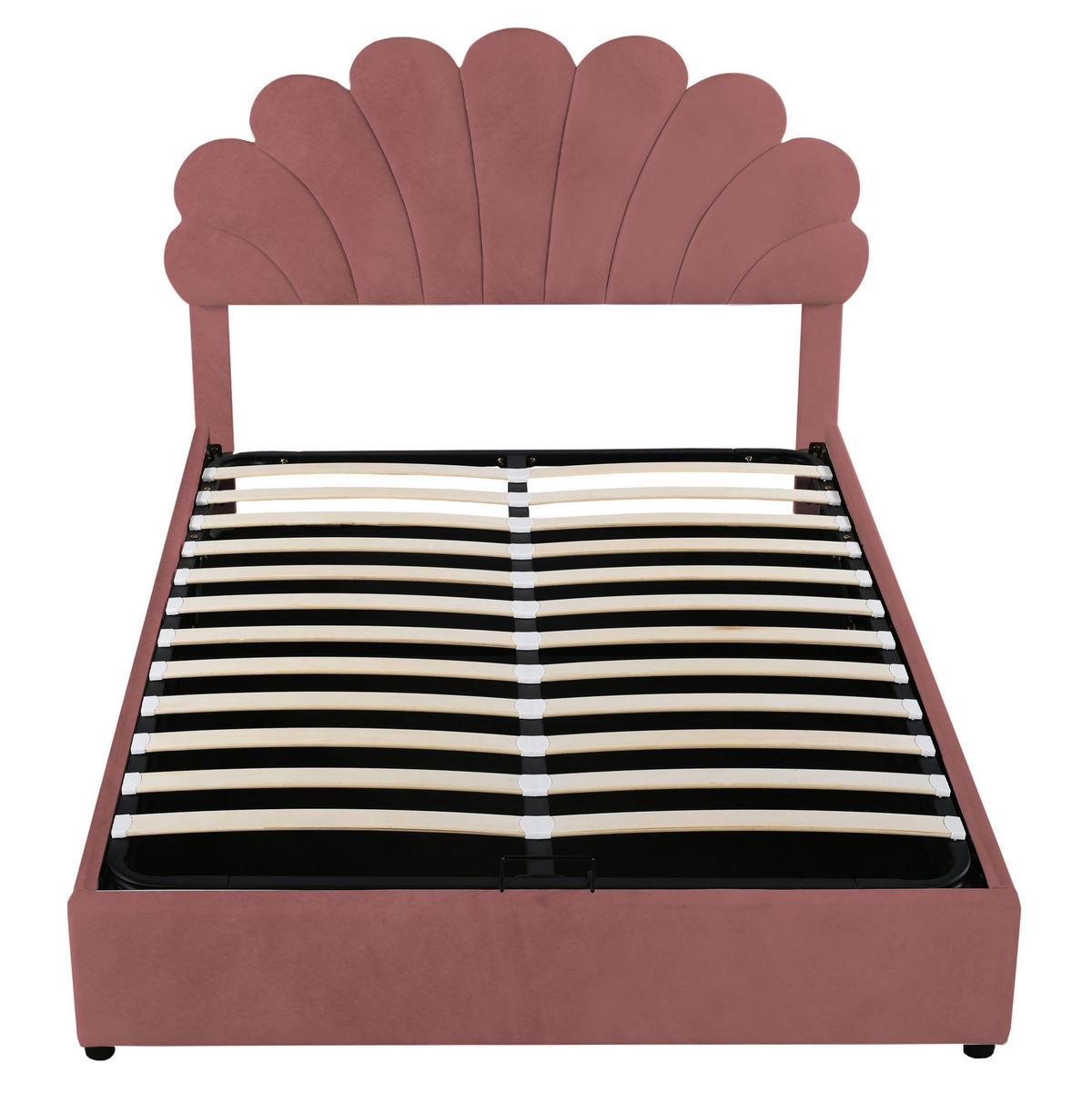 SAMT-POLSTERBETT 140/200 cm mit Bettkasten und verstellbarem Kopfteil in Rosa - Dunkelrosa, Textil (140/200cm) - BEAOK