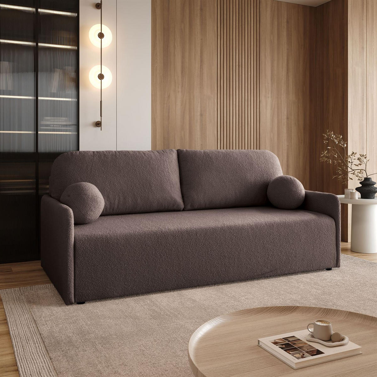 Schlafsofa CUDDLE mit Schlaffunktion und Bettkasten, Quelle 21 - Braun, Textil (207/90/90cm) - Lookway