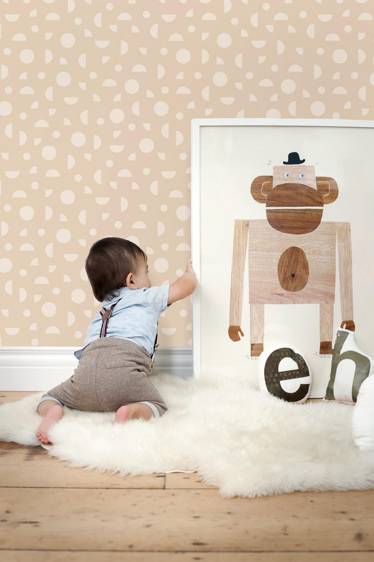 TAPETE grafisches Motiv 50 x 900 cm - Beige, Papier (50/0.1cm) - ESTAhome