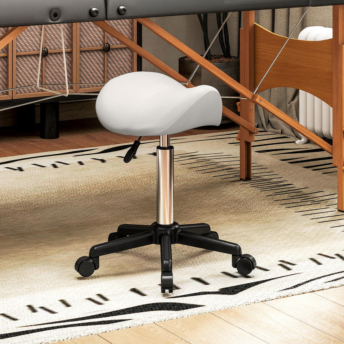 BÜROHOCKER DE-18024 höhenverstellbar 45-57 cm, ergonomisch Weiß - Weiß, Metall (47/57/48cm) - ComfortXL