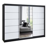 SCHWEBETÜRENSCHRANK 200 cm VILANO 1 Farbe: Schwarz, Weiß - Schwarz/Weiß, Holzwerkstoff (200/215/59.5cm) - A&J MöbelLand