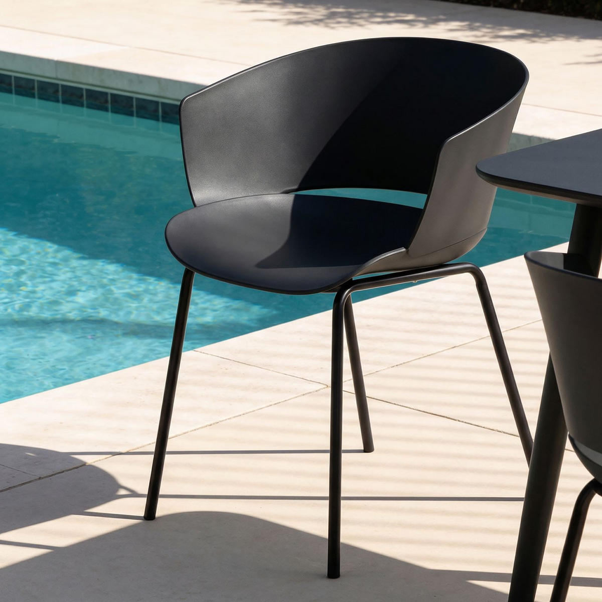 GARTENSTÜHLE NIVEL 4er-Set schwarz - Schwarz, Textil (60/80/56cm) - IDIMEX