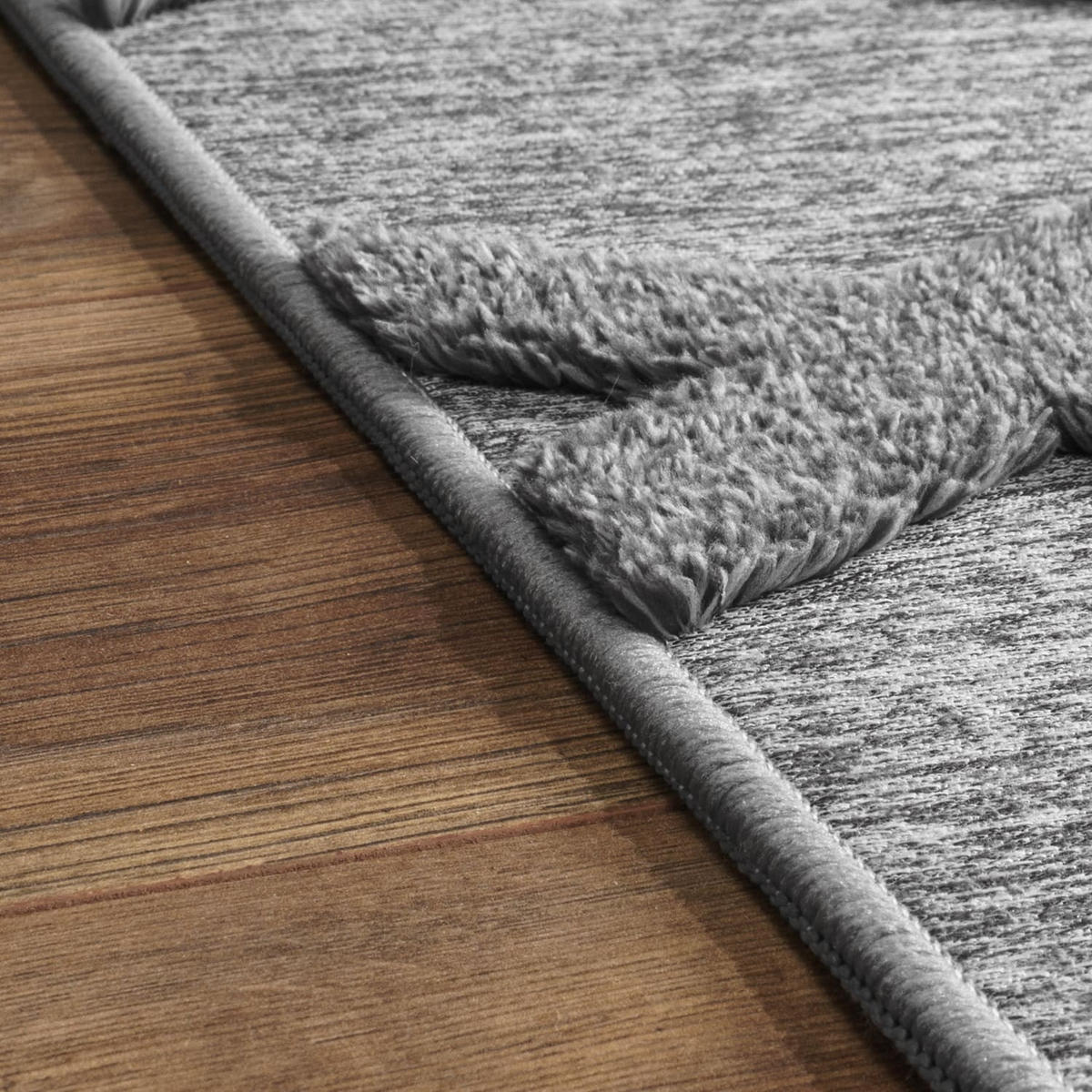 KURZFLORTEPPICH Waschbar, mit Rautenmuster, Grau, 160 x 220 cm - Grau, Textil (160/220cm) - KADIMA DESIGN