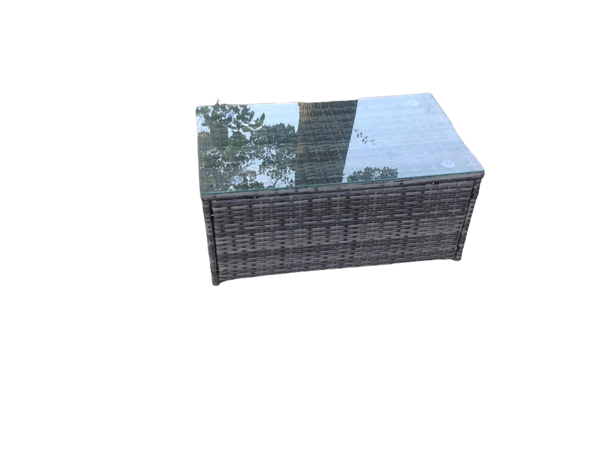 GARTENCOUCHTISCH Polyrattan Grau - Dunkelgrau, Glas/Kunststoff (85/50/37cm) - Fimous