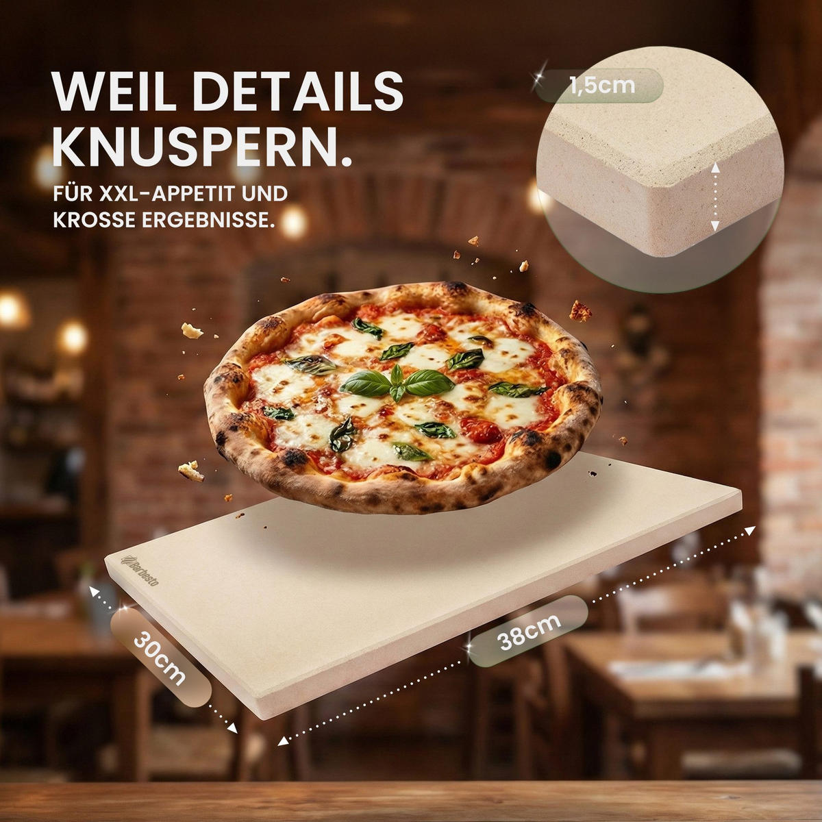 PIZZASTEIN - Weiß, Stein (38/1/30cm) - CLP