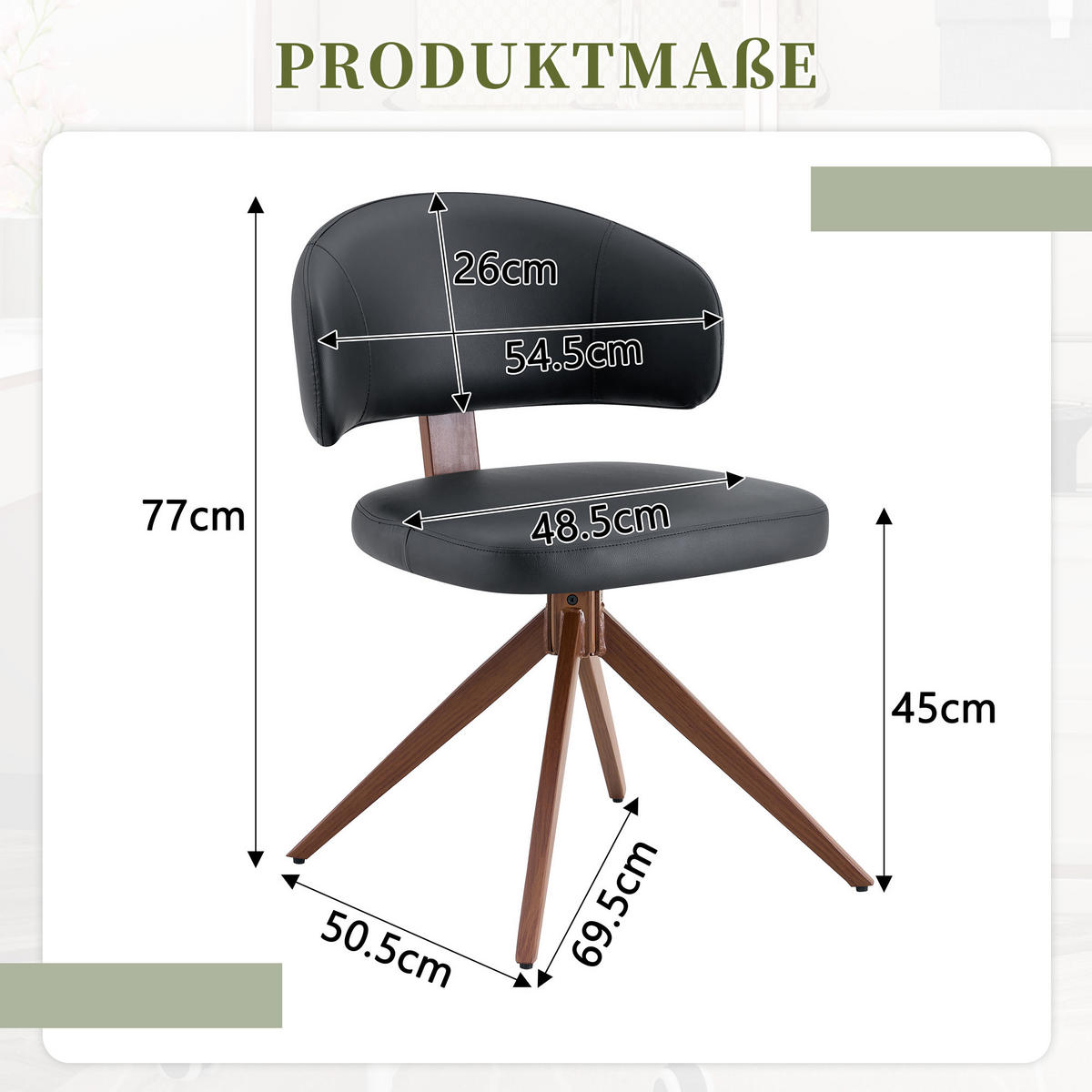 STUHL-SET DE-36677 2 Stück 360° drehbar mit Metallgestell Schwarz - Schwarz, Metall (50.5/77/54.5cm) - ComfortXL