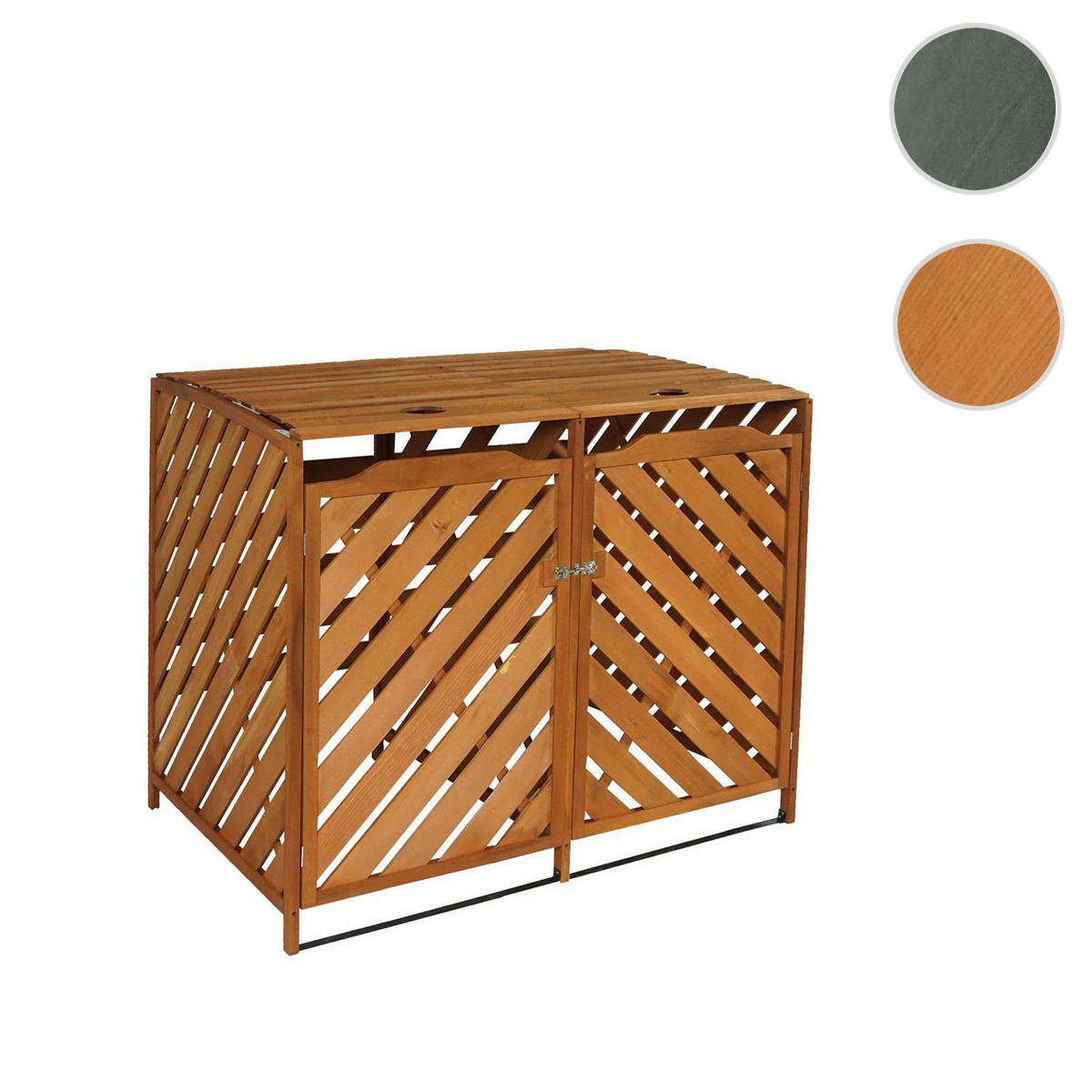 MÜLLTONNENBOX XL 2er-/4er HxBxT 121x133x98cm Braun Holz - Braun, Holz (133/121/98cm) - PROREGAL