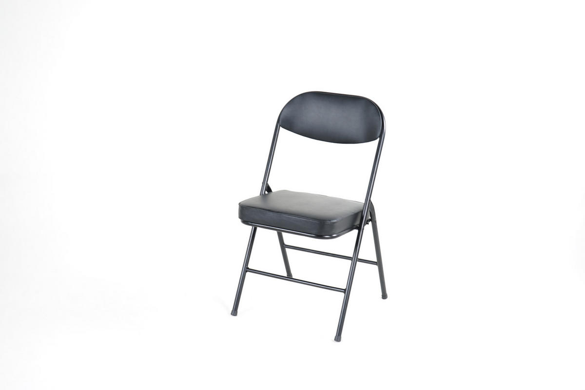 KLAPPSTUHL DE-36272 4er-Set mit PU-Lederbezug Schwarz - Schwarz, Metall (46/81.5/47cm) - ComfortXL