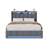 POLSTERBETT 140/200 cm Grau mit Bettkasten und USB-Anschlüssen - Grau, Holz (140/200cm) - SHOPENTRA