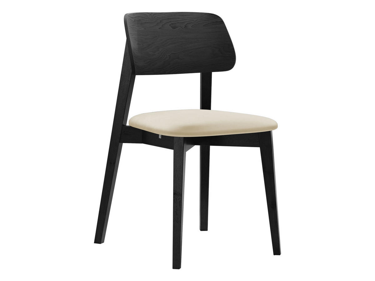 WOHNZIMMER STUHL KT63, Holzfarbe: Schwarz - Schwarz/Naturfarben, Holz/Textil (47/80/49cm) - MIRJAN24