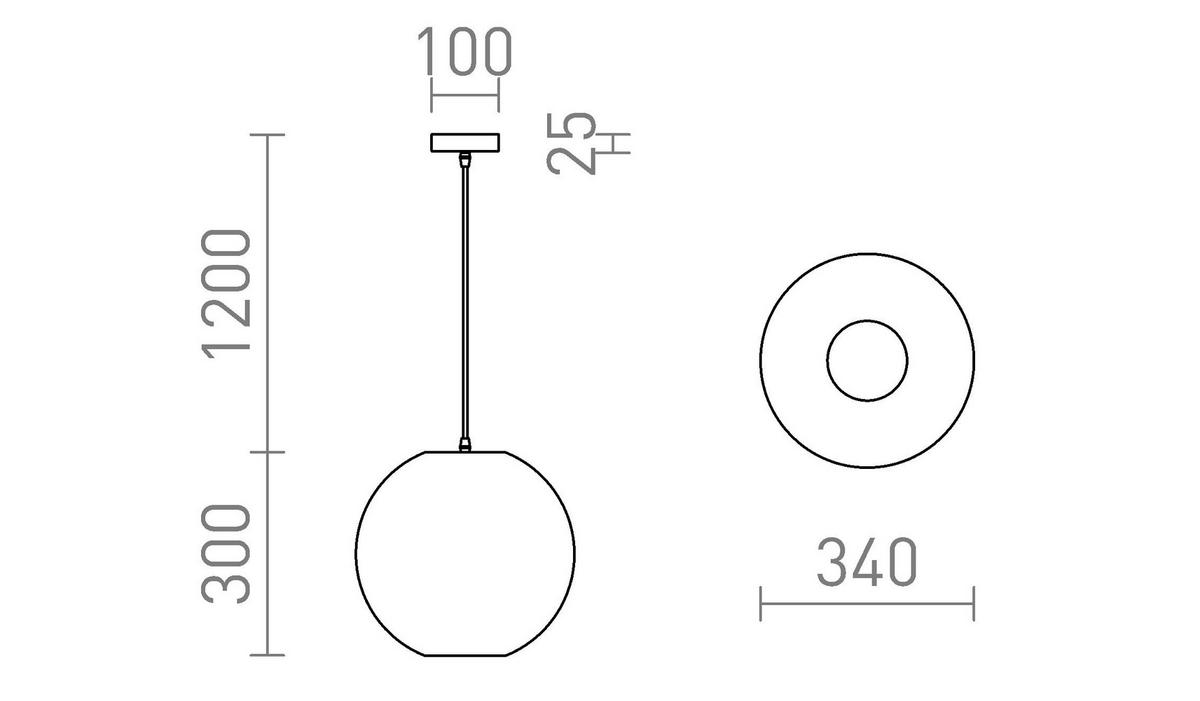 PENDELLEUCHTE COSIR 34 Schwarz 15 W - Schwarz, Metall (30/30/120cm) - Rendl