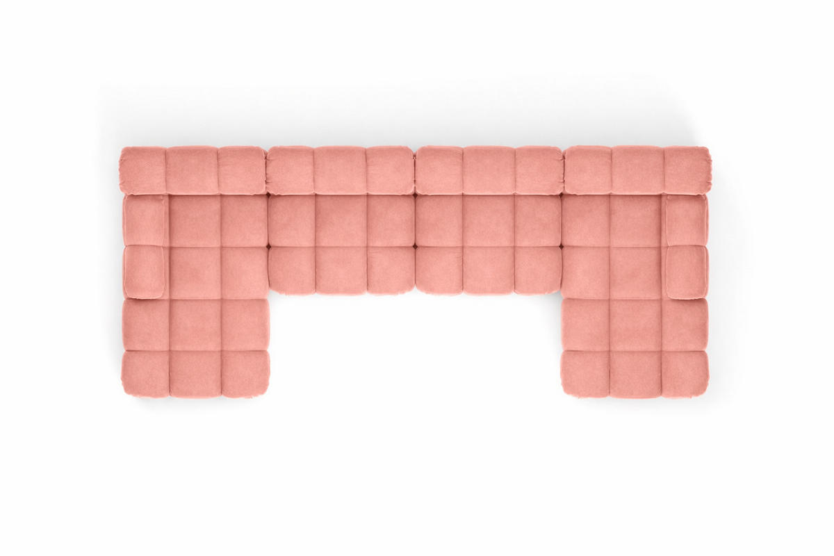 ECKSOFA U-Form XL, Stoff Velours Salvador, Rosa, Selia U XL - Pink, Holz (380/70/160cm) - Kaiser Möbel