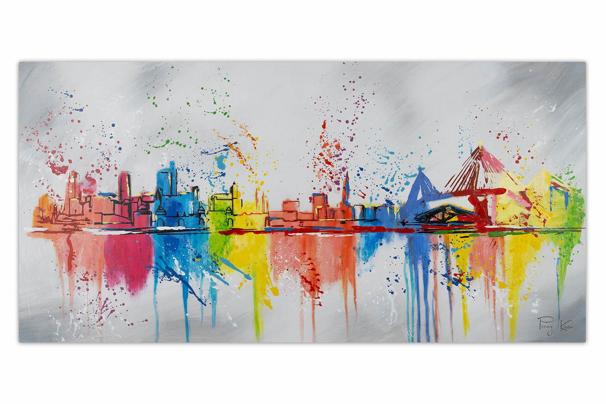 ACRYLBILD HANDGEMALT 120/60 cm - Multicolor/Grau, Holz/Textil (120/60cm) - KUNSTLOFT