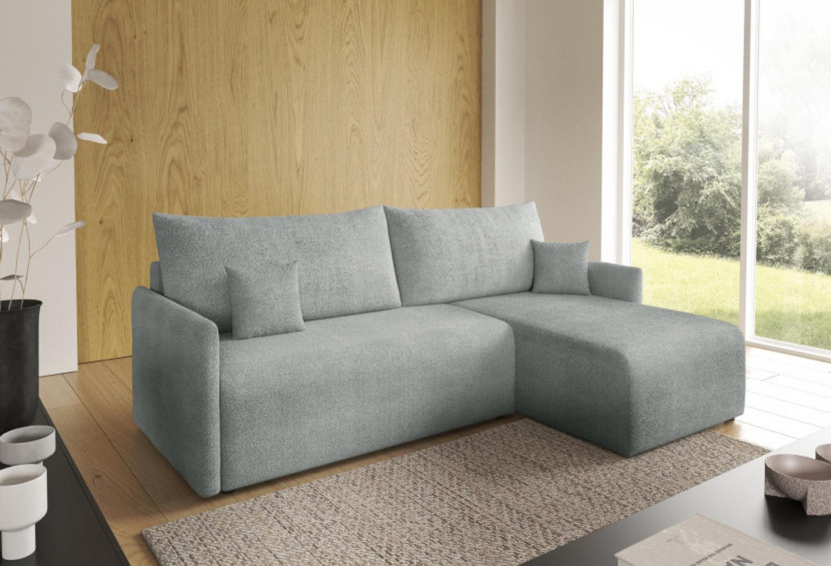 ECKSOFA Hellgrau VALIA Mit Schlaffunktion Und Bettkasten - Hellgrau/Grau, Textil (212/145cm) - Sepro Meble