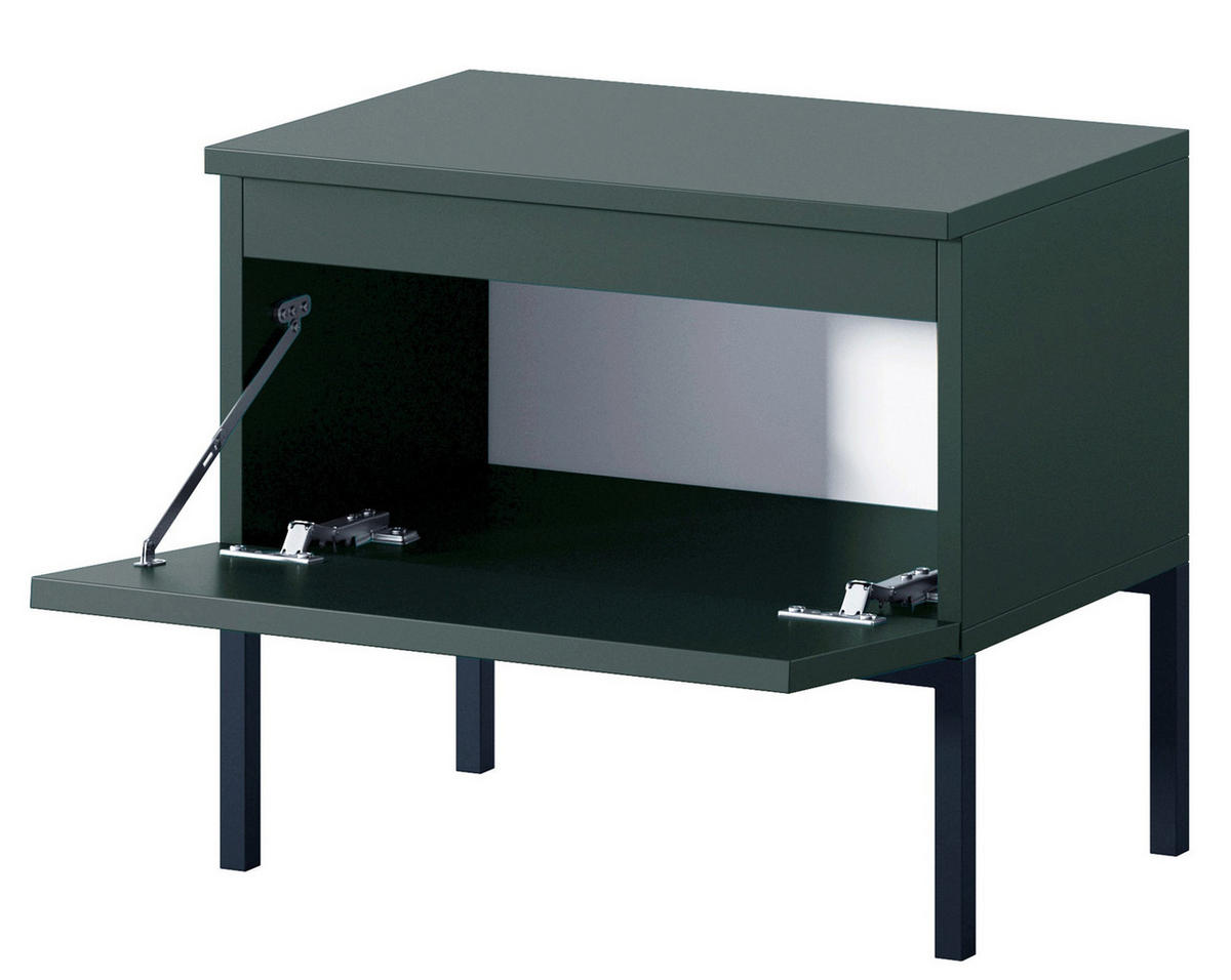 NOČNÝ STOLÍK Bemmi tmavozelená s kovovým rámom 50 cm - čierna/tmavozelená, kov/kompozitné drevo (49/43/32cm) - Selsey