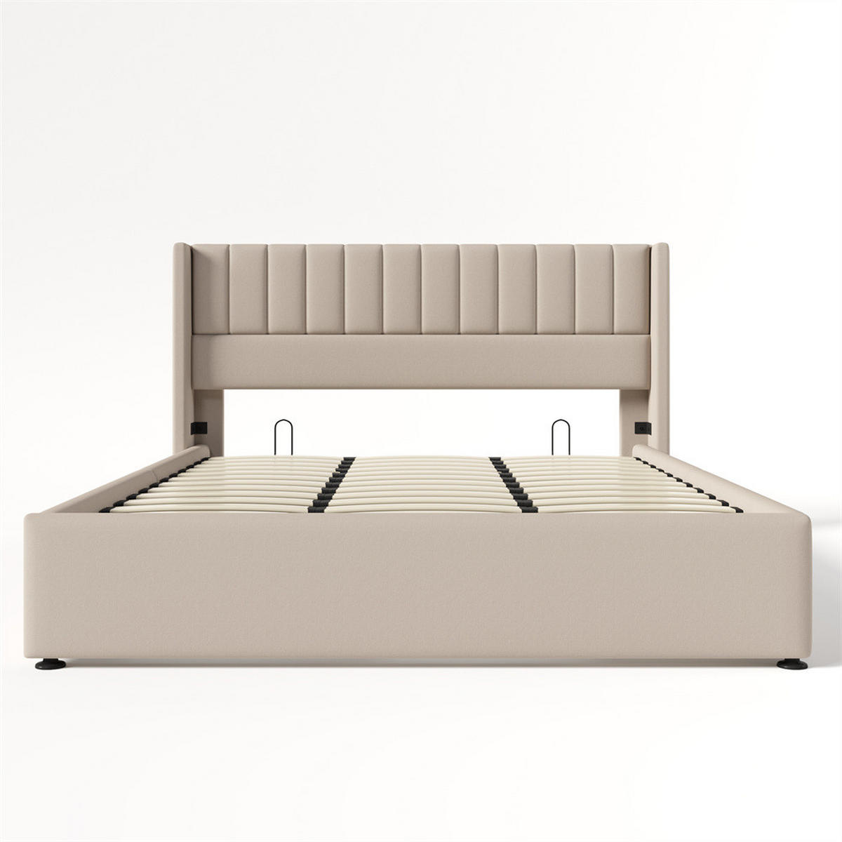 POLSTERBETT 180/200 cm in Beige Leinen - Beige, Holz/Textil (180/200cm) - KOMHTOM