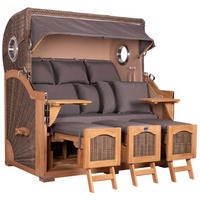 STRANDKORB XXL Düne Grande Teak PE Grey - Braun/Grau, Metall (170/170/95cm) - Mr. Deko