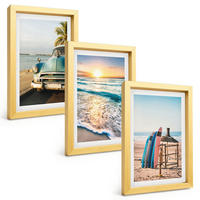 BILDER SET 3er Set - 20x30 cm Goldrahmen - Sonnenuntergangsurlaub in Miami - Goldfarben, Kunststoff (20/30cm) - TULUP