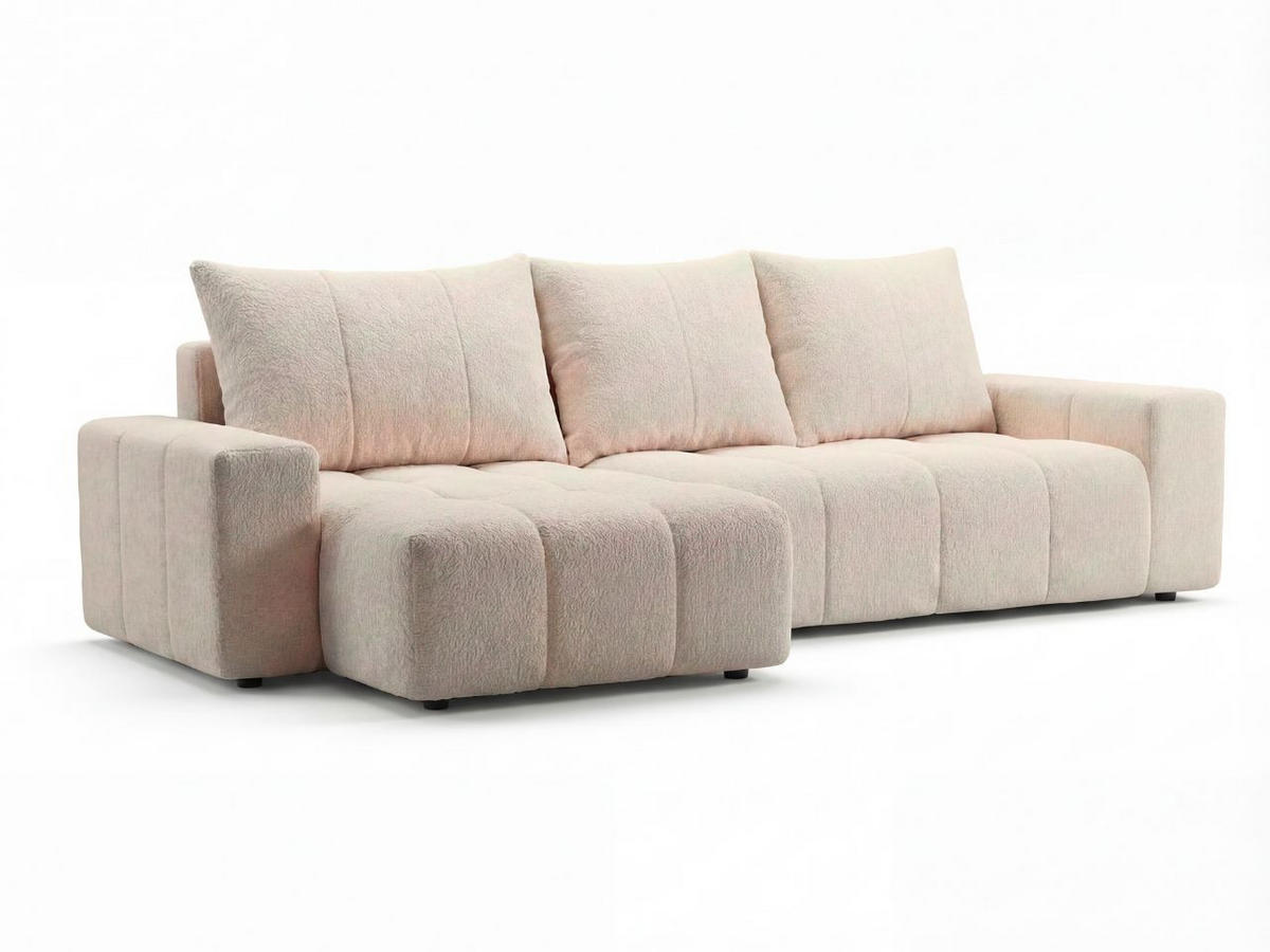 ECKSOFA Bresso Bouclé-Stoff Beige - Beige, Holz/Textil (255/168cm) - Graingold