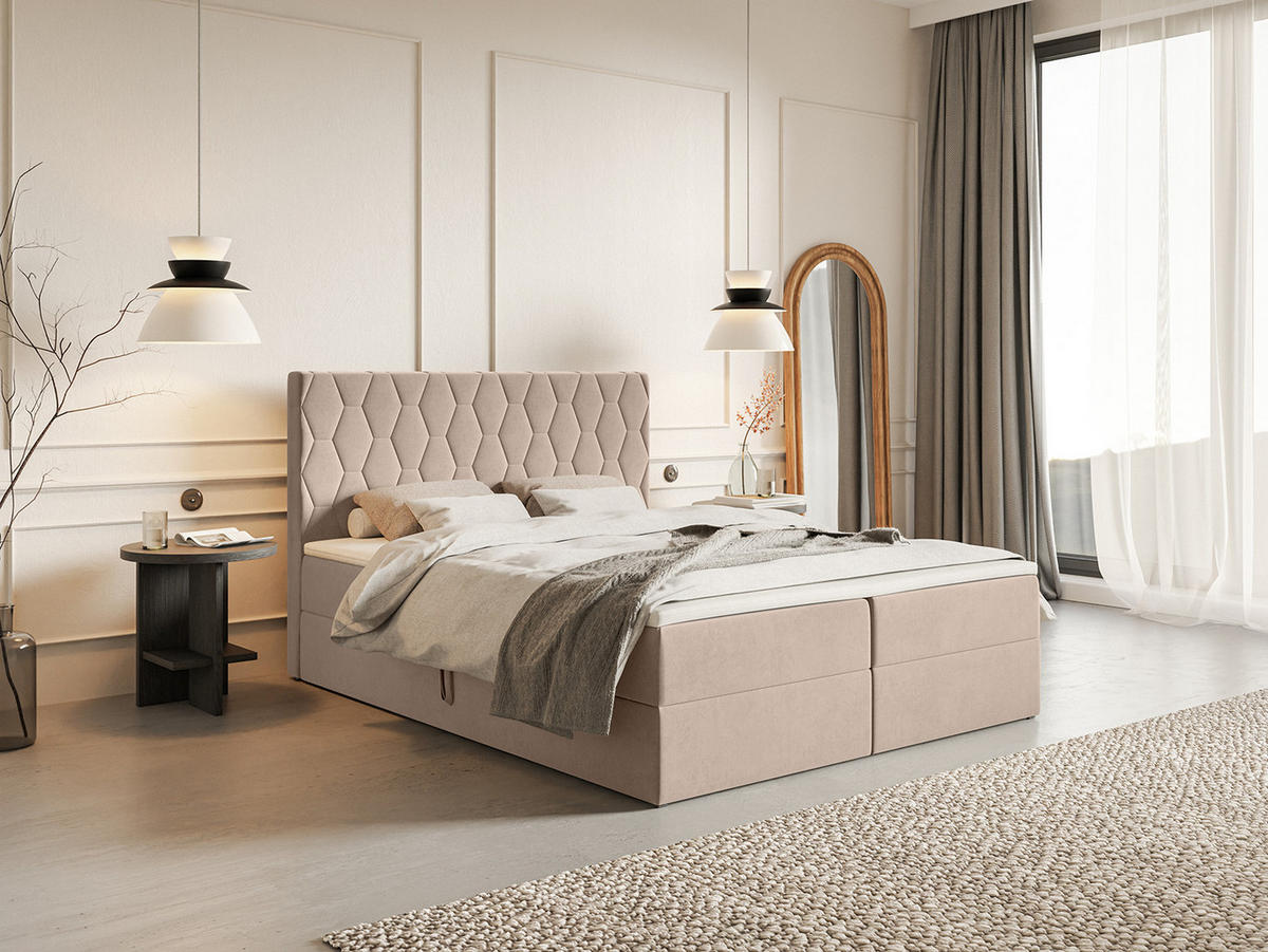 BOXSPRINGBETT Wemio 180x200 cm, Taupe - Greige, Textil (180/200cm) - Fedve